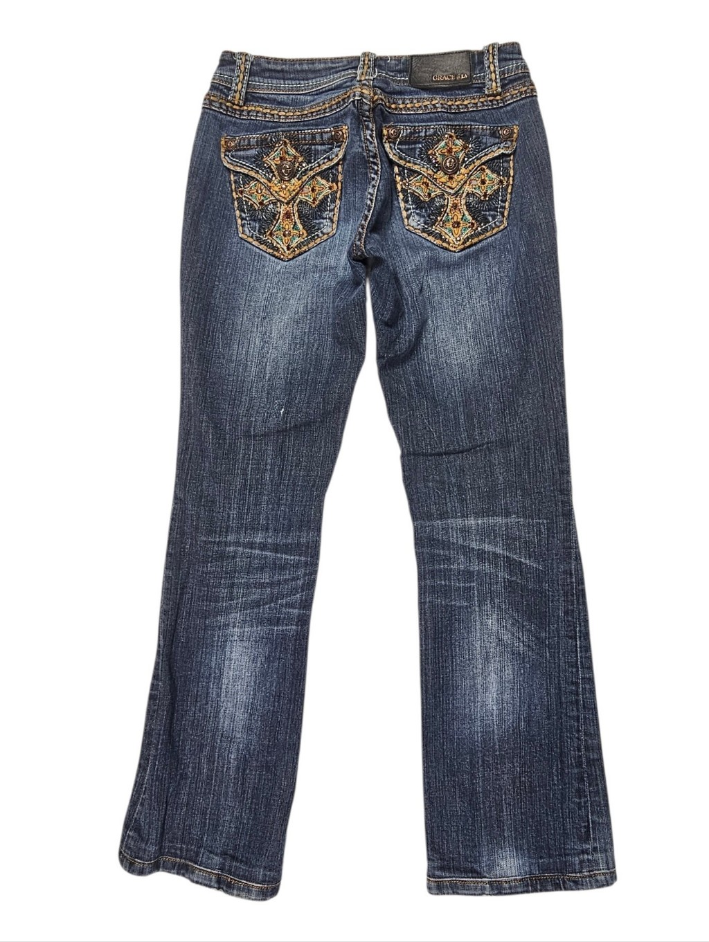 Grace In La Bootcut Cross Pocket Denim Jeans Womens Size 27